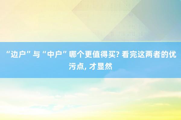 “边户”与“中户”哪个更值得买? 看完这两者的优污点, 才显然