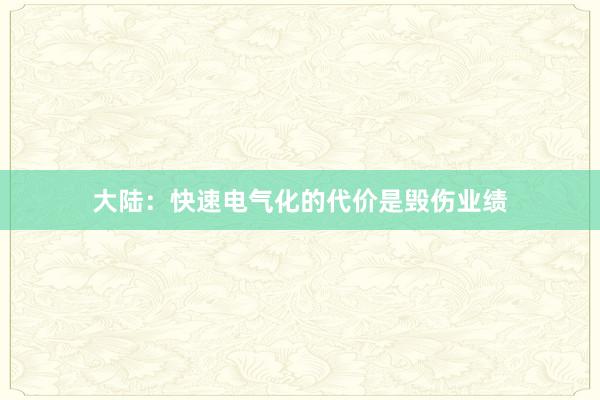 大陆：快速电气化的代价是毁伤业绩