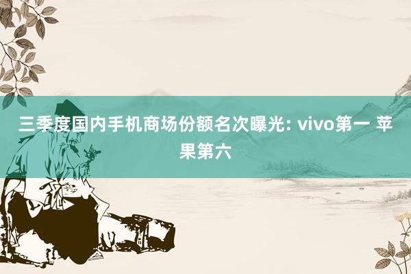 三季度国内手机商场份额名次曝光: vivo第一 苹果第六