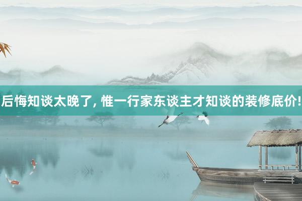 后悔知谈太晚了, 惟一行家东谈主才知谈的装修底价!